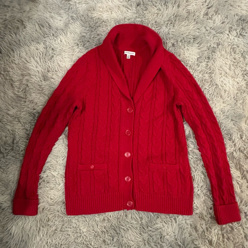 Croft & Barrow Red Cable Knit Cardigan